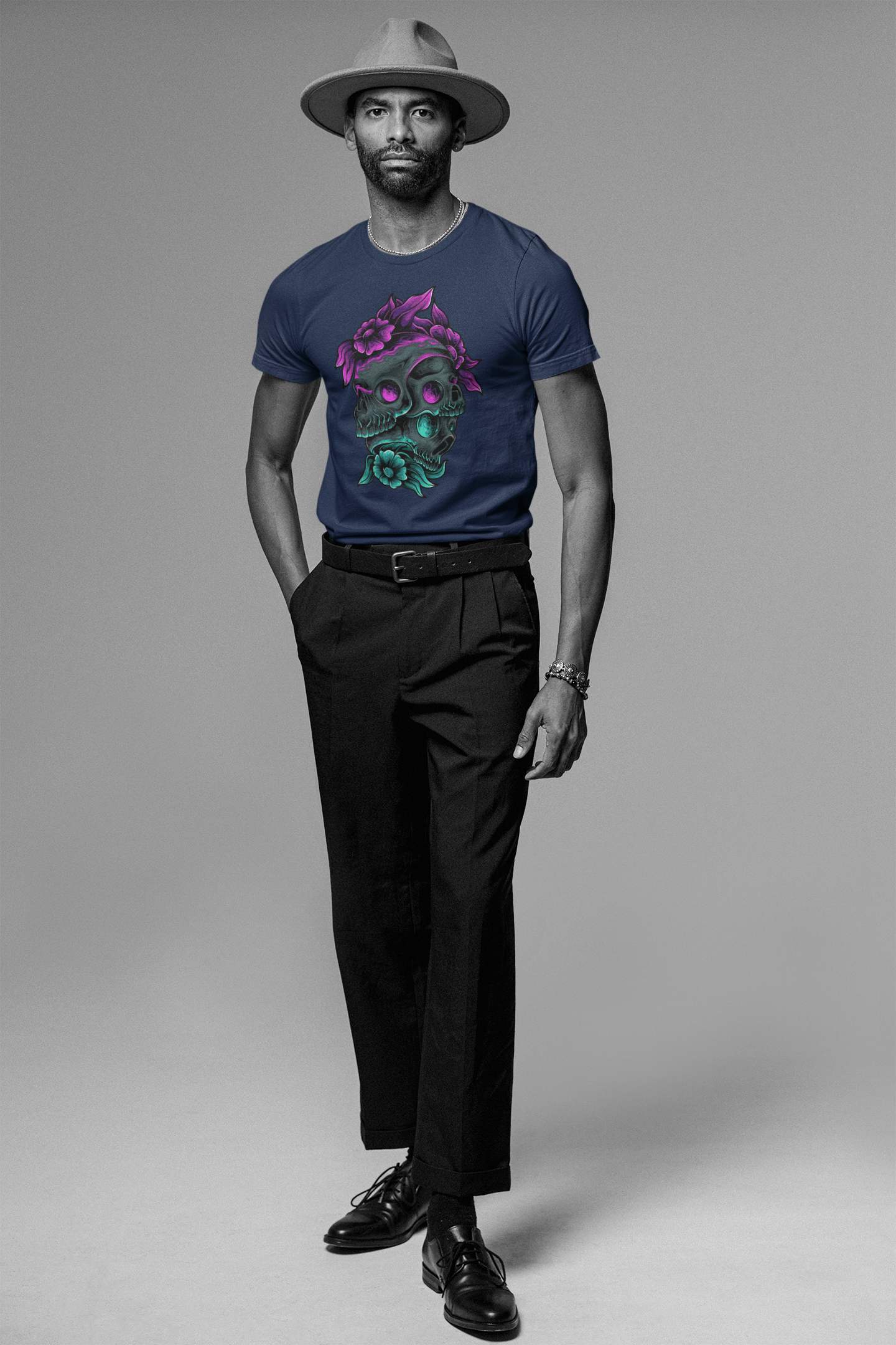 Neon Skull Bloom T-Shirt: Embrace the Dark Elegance