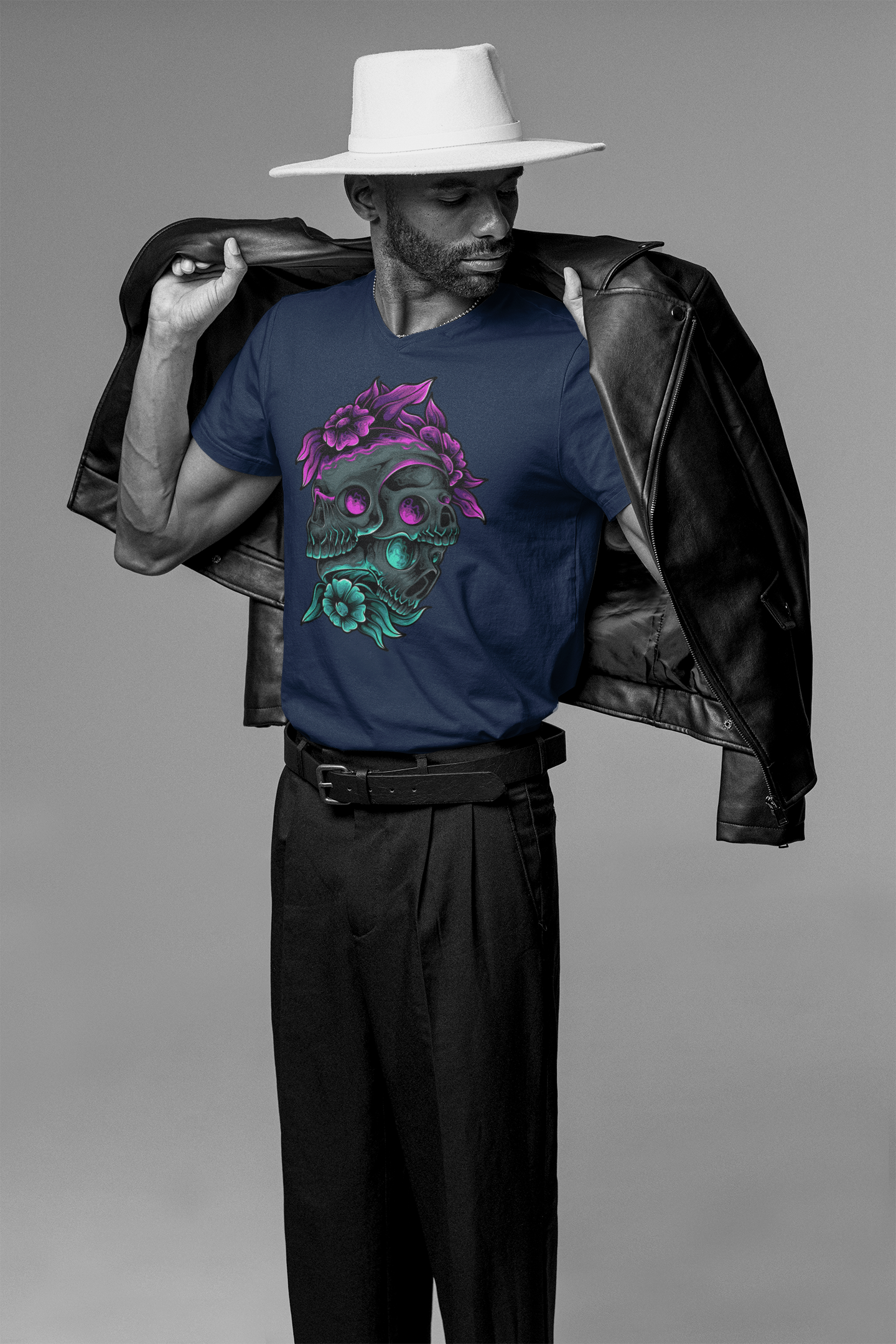 Neon Skull Bloom T-Shirt: Embrace the Dark Elegance